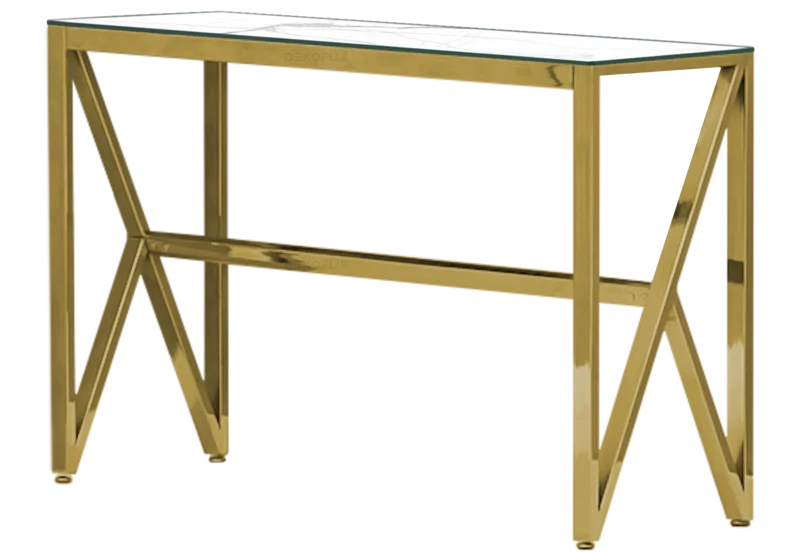 Console dorée marbre blanc - Jessy