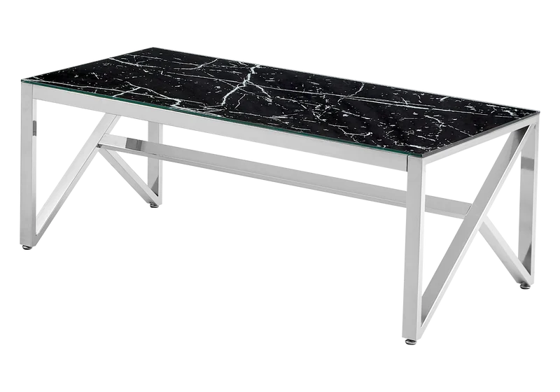 Table basse argentée marbre noir - Jessy