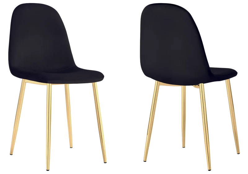 Chaises scandinaves en velours noir - Gina x6