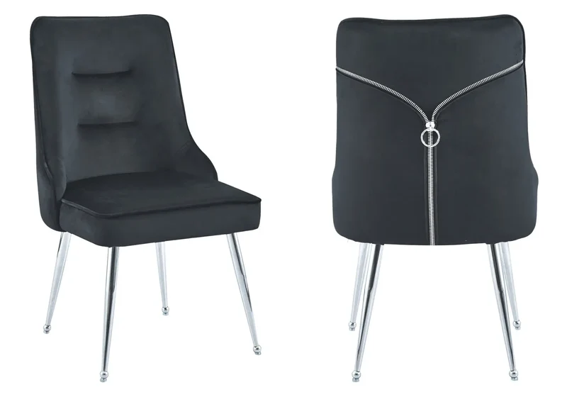 Chaise velours noir fermeture éclair argentée - Zip x2