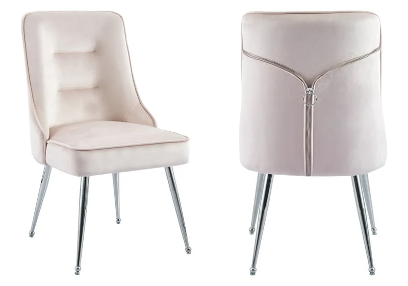 Chaise velours rose fermeture éclair argentée - Zip x2