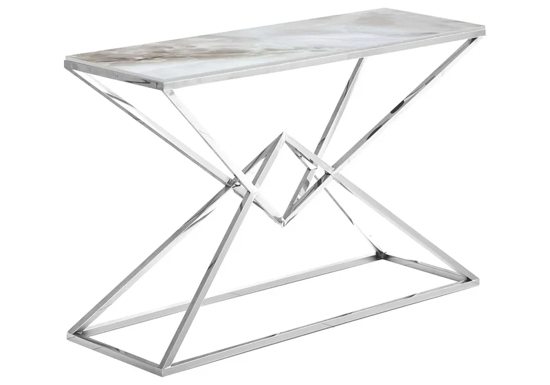 Console argentée marbre beige - Luxor