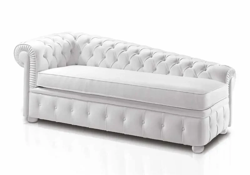 Chaise longue cuir blanc CHESTERFIELD
