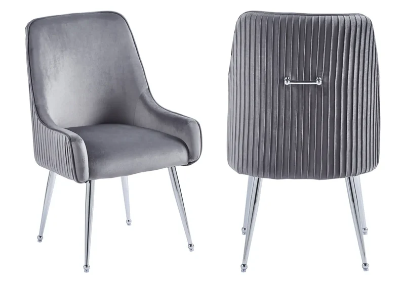 Fauteuil de table velours anthracite poignée argentée - Opus x2