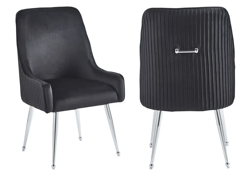 Fauteuil de table velours noir poignée argentée - Opus x2