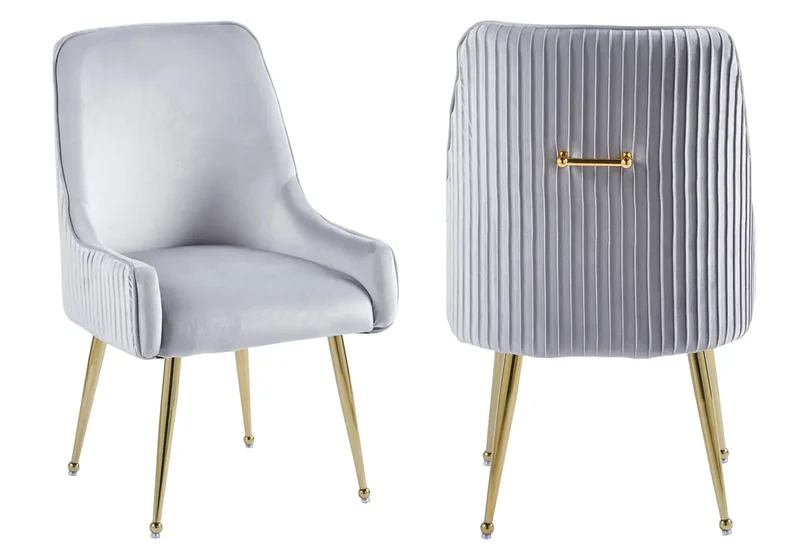 Fauteuil de table velours gris poignée dorée - Opus x2