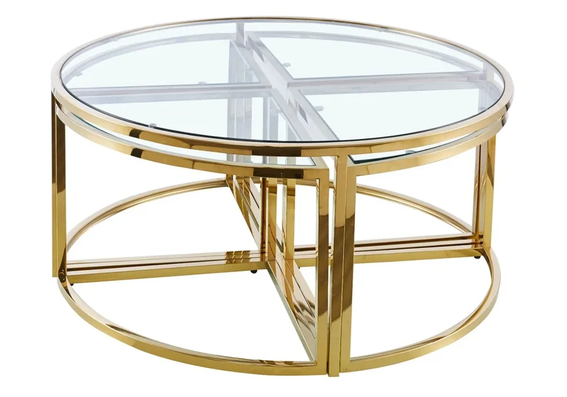 Table basse ronde design doré - Pio