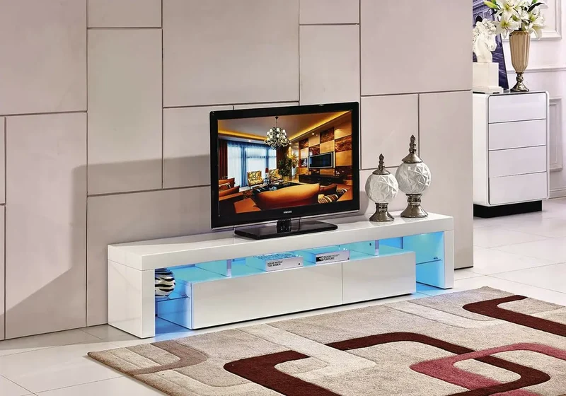 Meuble Tv laqué blanc LED - Over