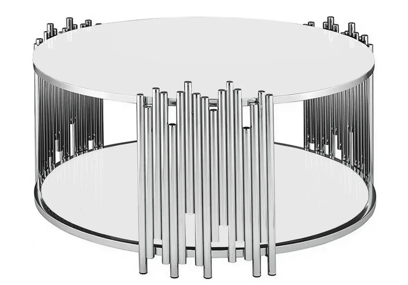 Table basse ronde chromé blanc - Eve