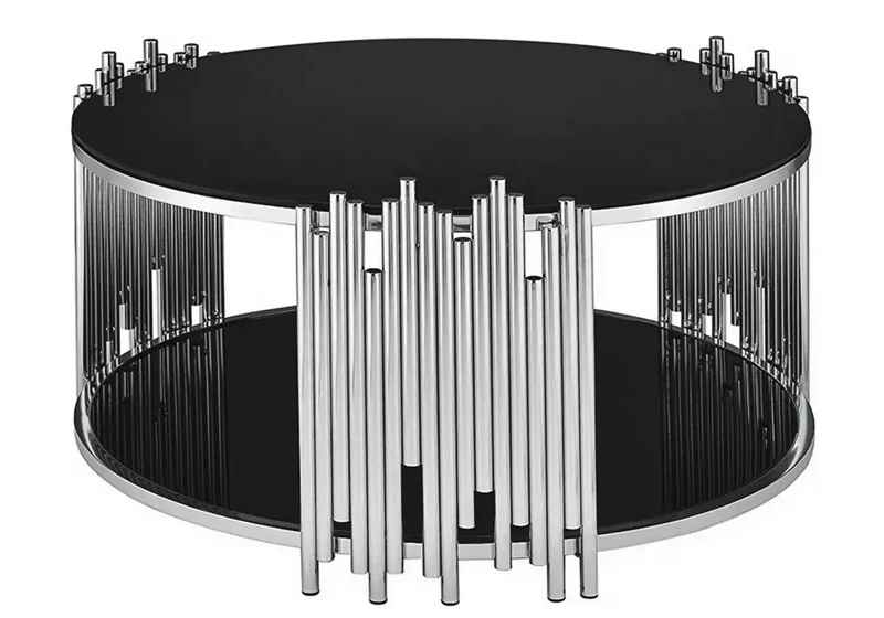 Table basse ronde chromé noir - Eve