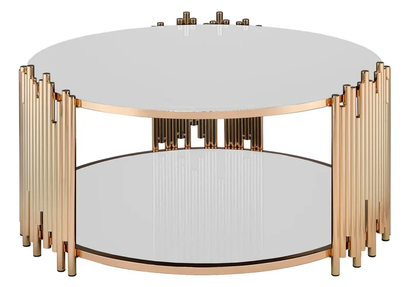 Table basse ronde doré blanc - Eve