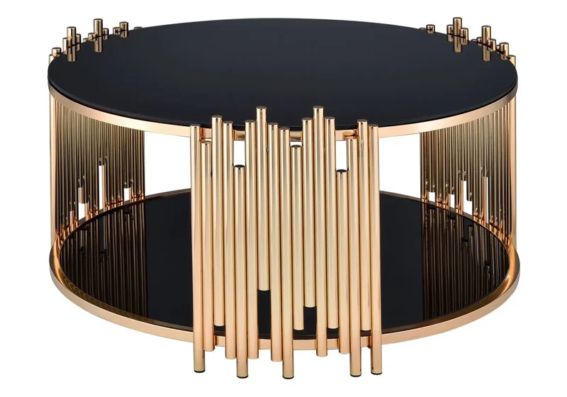 Table basse ronde doré noir - Eve