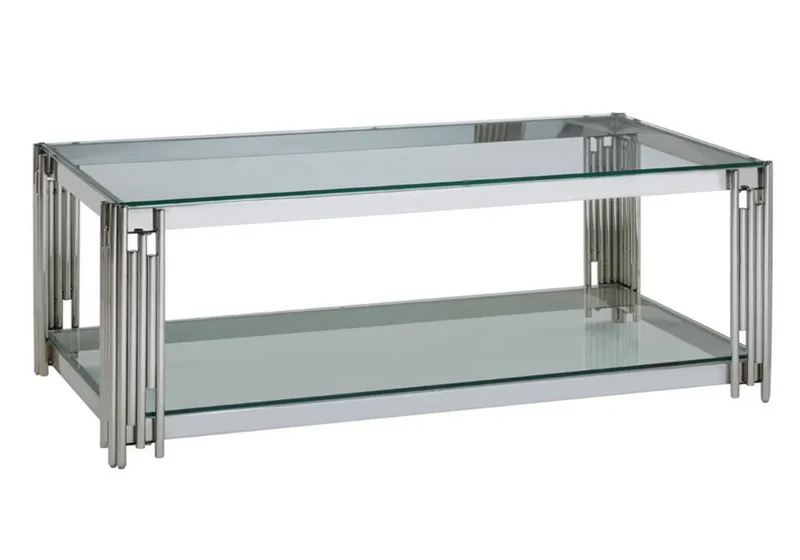 Table basse design chromé verre - Eve