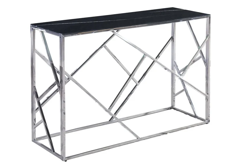 Console design chromé marbre noir - Ilea