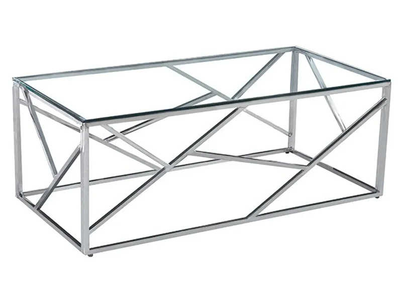 Table basse design chrome verre - Ilea