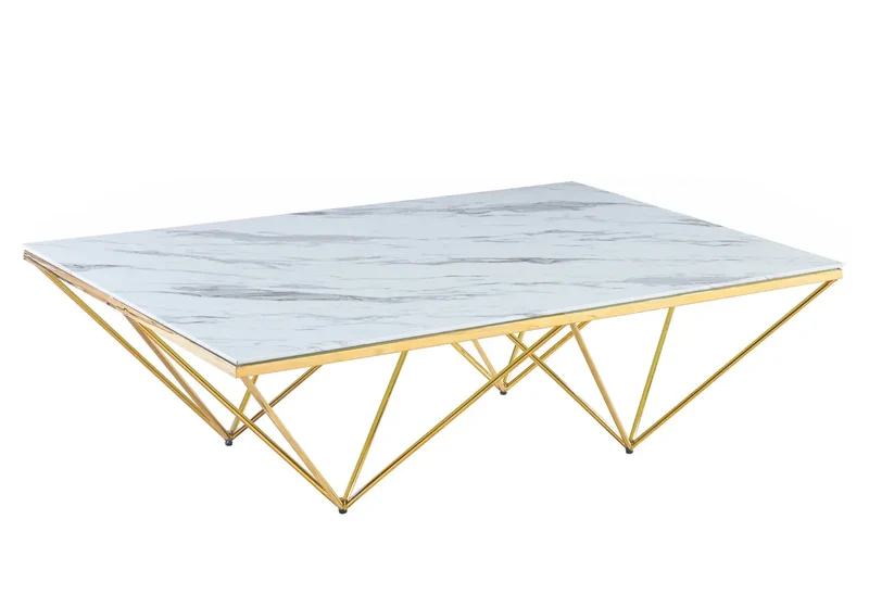 Table basse design doré marbre - Ilea