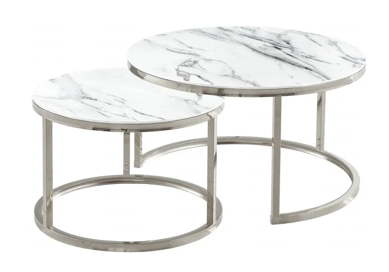 Tables gigognes marbre blanc - Orea