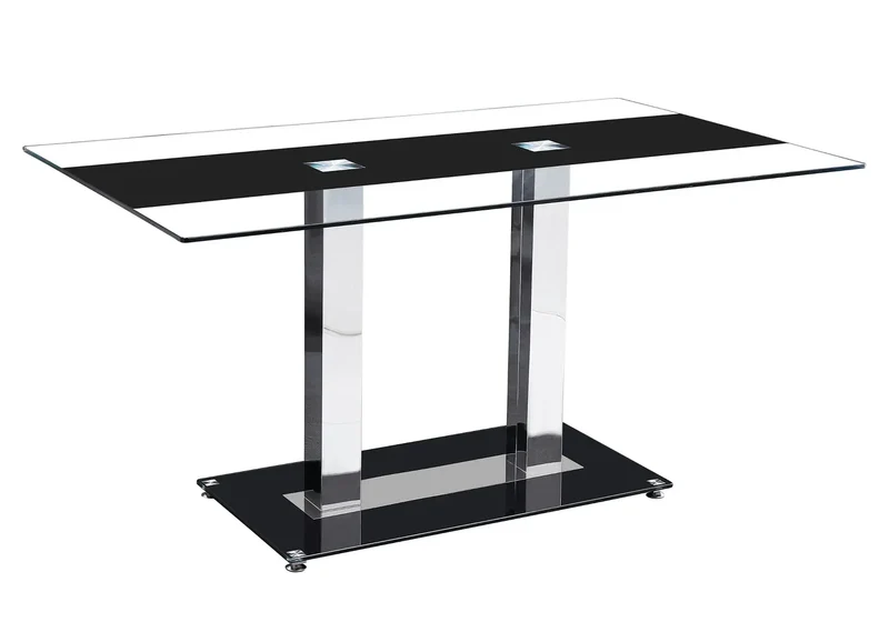 Table manger chromé verre noir - Tam