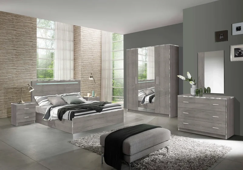 Chambre complète chêne gris NIVES