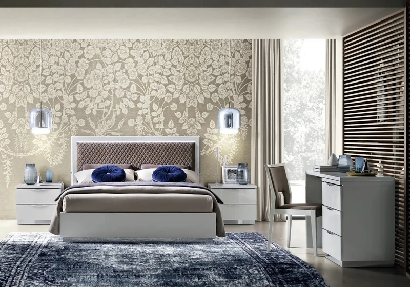 Chambre complète capitonné blanc MELY