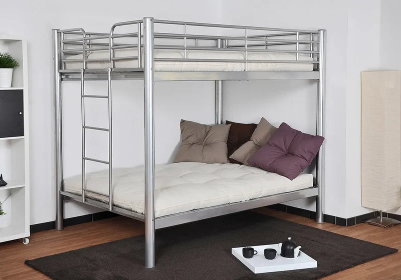 Lit superposé 2x140×190 gris - Ella