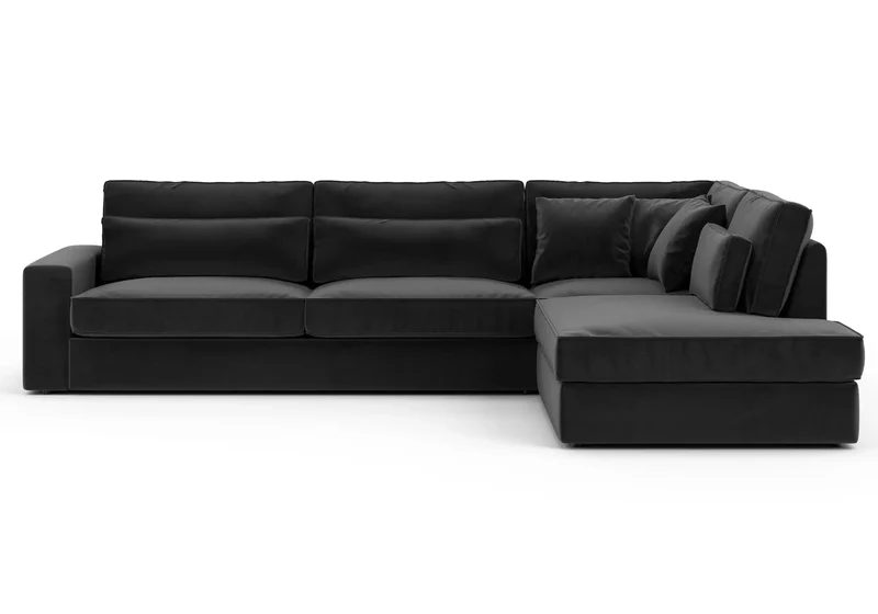 Canapé angle velours anthracite - Ena