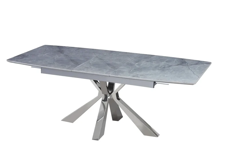 Table extensible céramique chromé marbre gris - Urso
