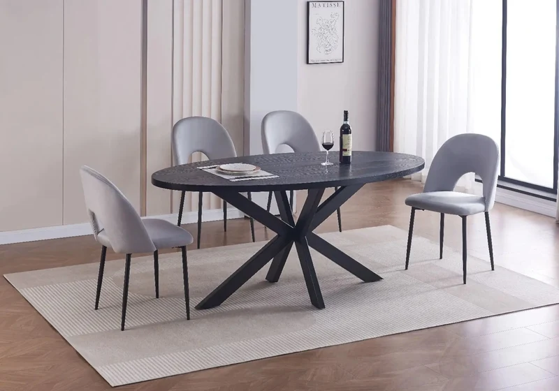 Table oval noir en noir chêne - Dina