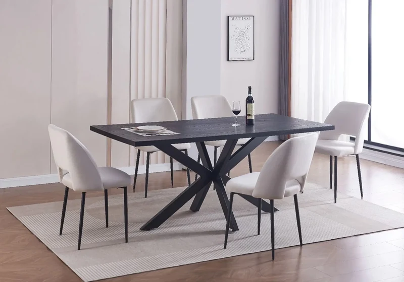 Table à manger noir en noir chêne - Dina
