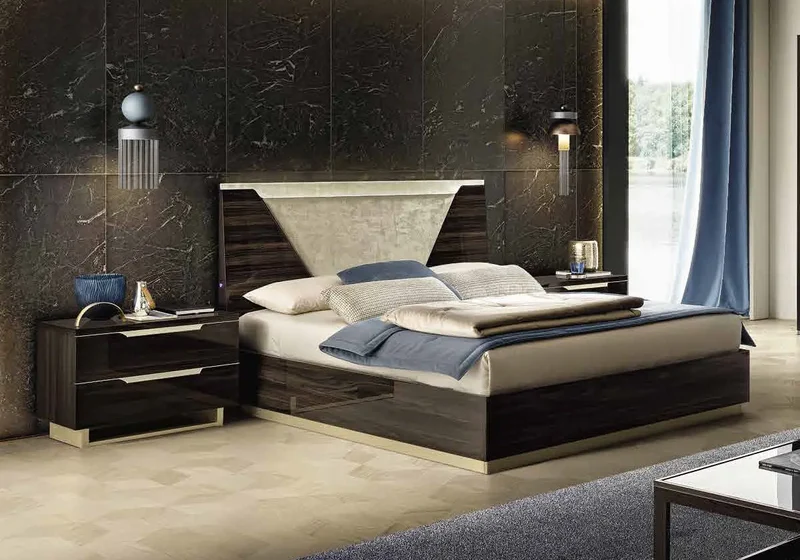 Chambre complète capitonné noyer LADY