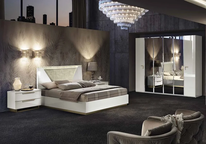 Chambre complète capitonné blanc LADY