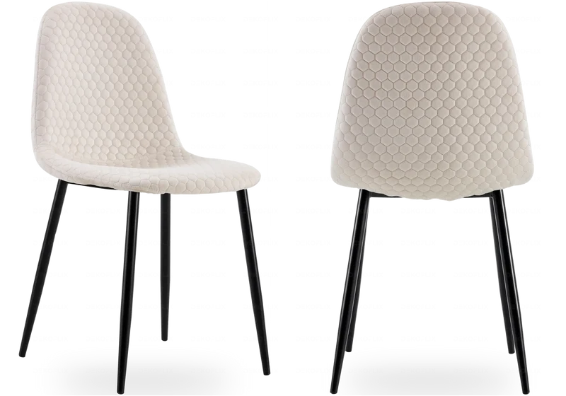 Chaises scandinaves en velours alvéolé beige - Alma x6
