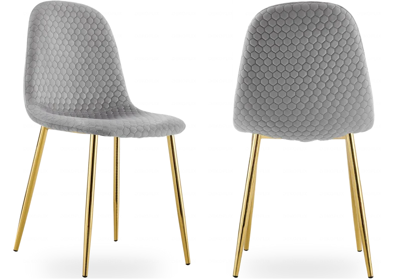 Chaises scandinaves en velours alvéolé gris - Alma x6