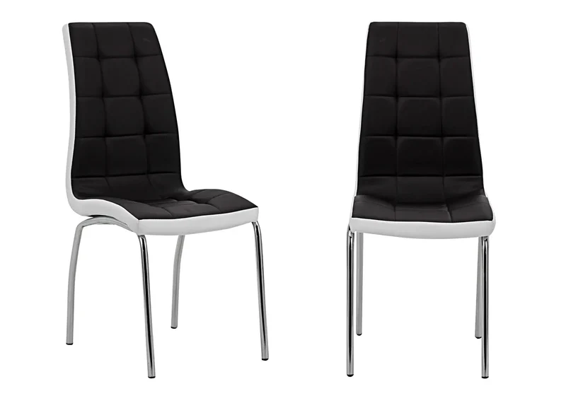 Chaises en simili noir et blanc capitonnées - Dea x6