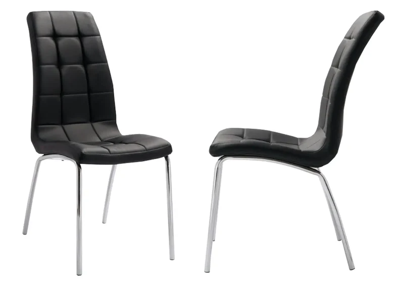 Chaises en simili noir capitonnées - Dea x6