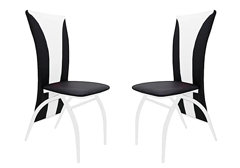 Lot 6 chaises chromé simili blanc - Ivo