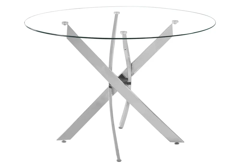 Table ronde argentée verre trempé - Joy