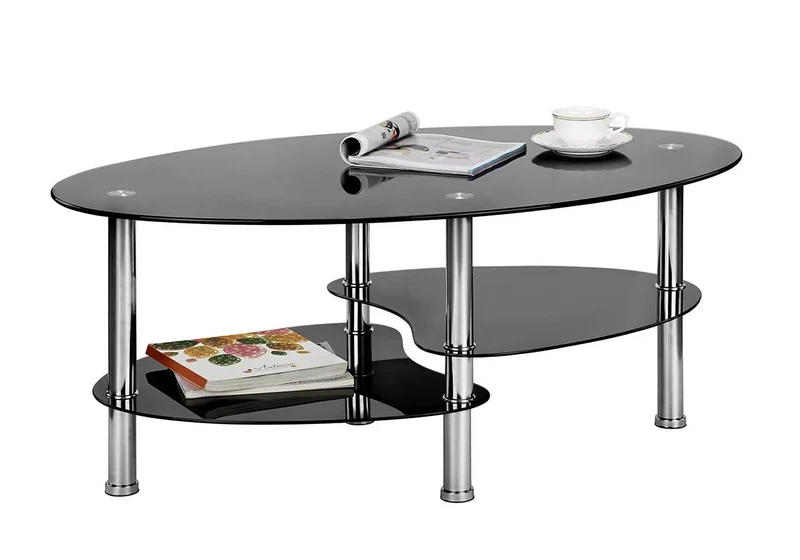 Table basse verre trempé noir - Tao