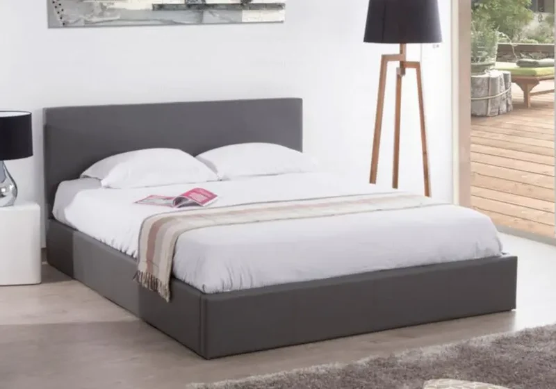 Lit coffre rangement gris - Dona