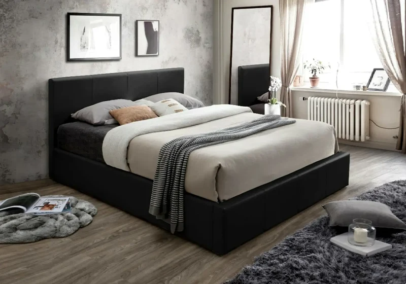 Lit coffre rangement noir - Dona