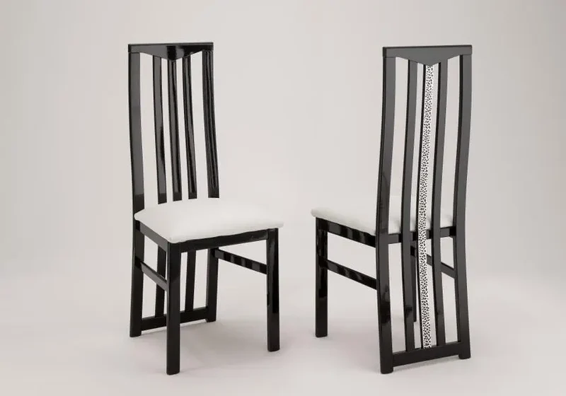 Lot 2 chaises laquées noir blanc CROMO