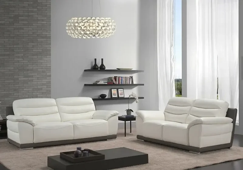 Canapé en cuir design crème - Blanco