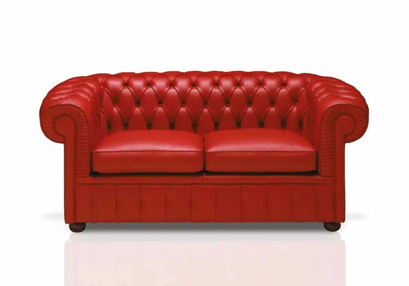 Canapé cuir rouge capitonné CHESTERFIELD