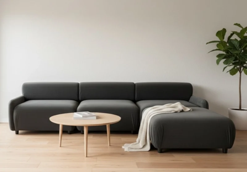 Canapé d’angle velours anthracite design - Alto