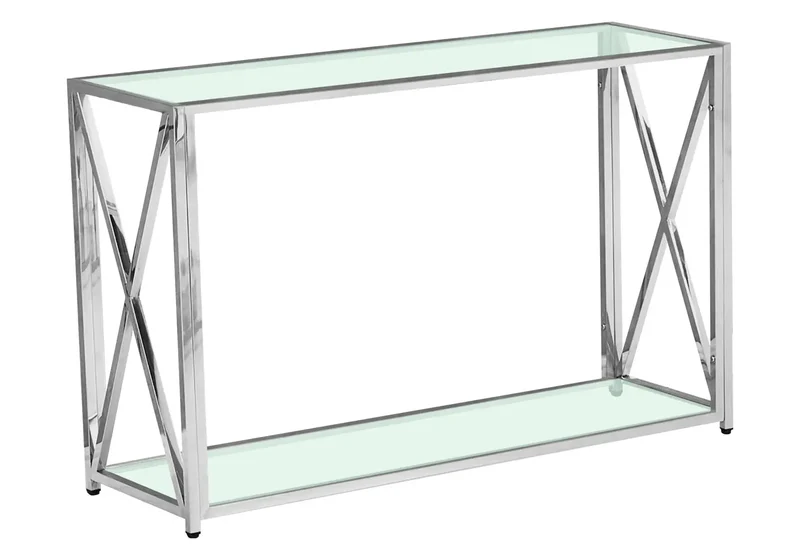 Console en verre trempé argent - Enzo