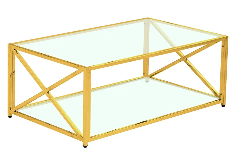 Table basse verre trempé dorée - Enzo