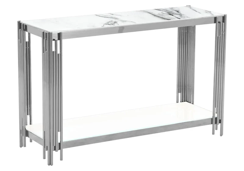 Console argentée marbre blanc - Eve
