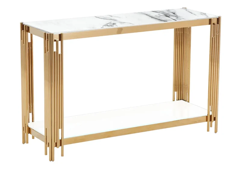 Console dorée marbre blanc - Eve