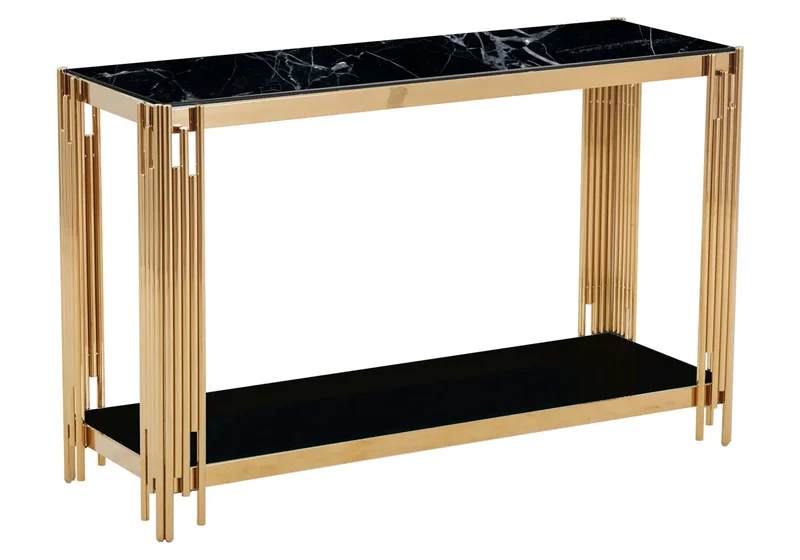 Console dorée marbre noir - Eve