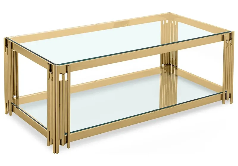 Table basse doré verre trempé - Eve